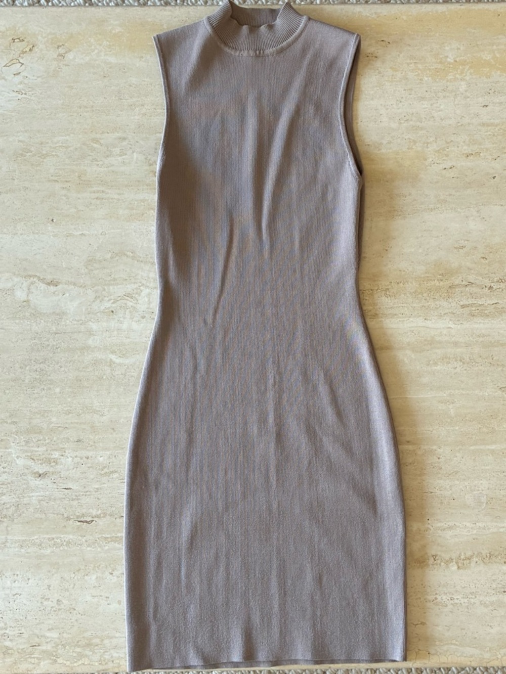Meshki Taupe Sleeveless Midi Bodycon Dress